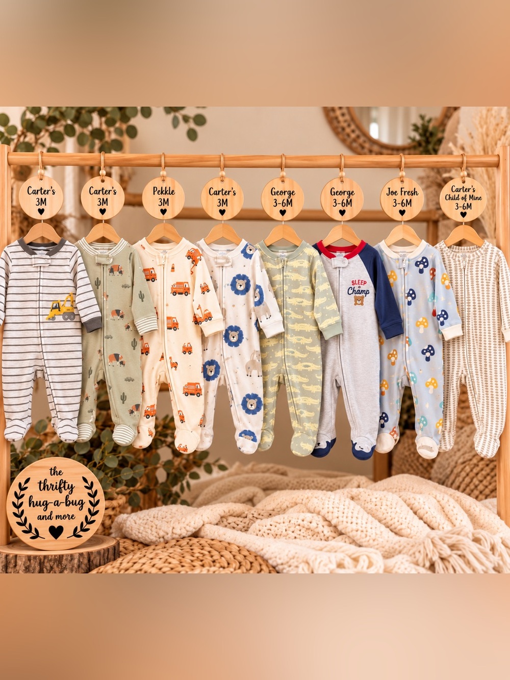 Baby Boy Sleeper Bundle 3M–3/6M | Carter’s George Pekkle Joe Fresh | 8 Piece Lot